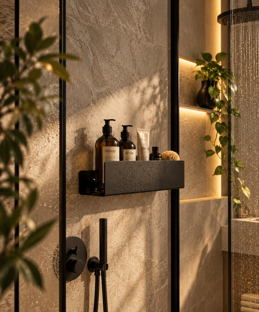 Serene bathroom shelf